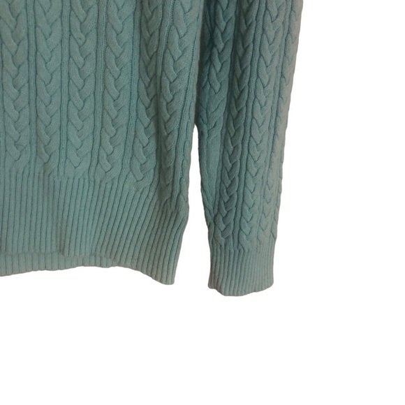 Eddie Bauer Teal Cable Knit Round Neck Sweater Size L - Picture 3 of 6